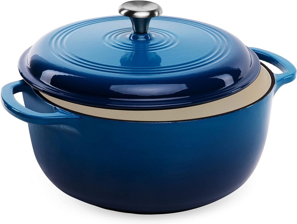Best Choice Products 6qt Ceramic Non-Stick Heavy-Duty Cast Iron Dutch Oven w/Enamel Coating, Side Handles for Baking, Roasting, Braising, Gas, Electric, Induction, Oven Compatible, Blue