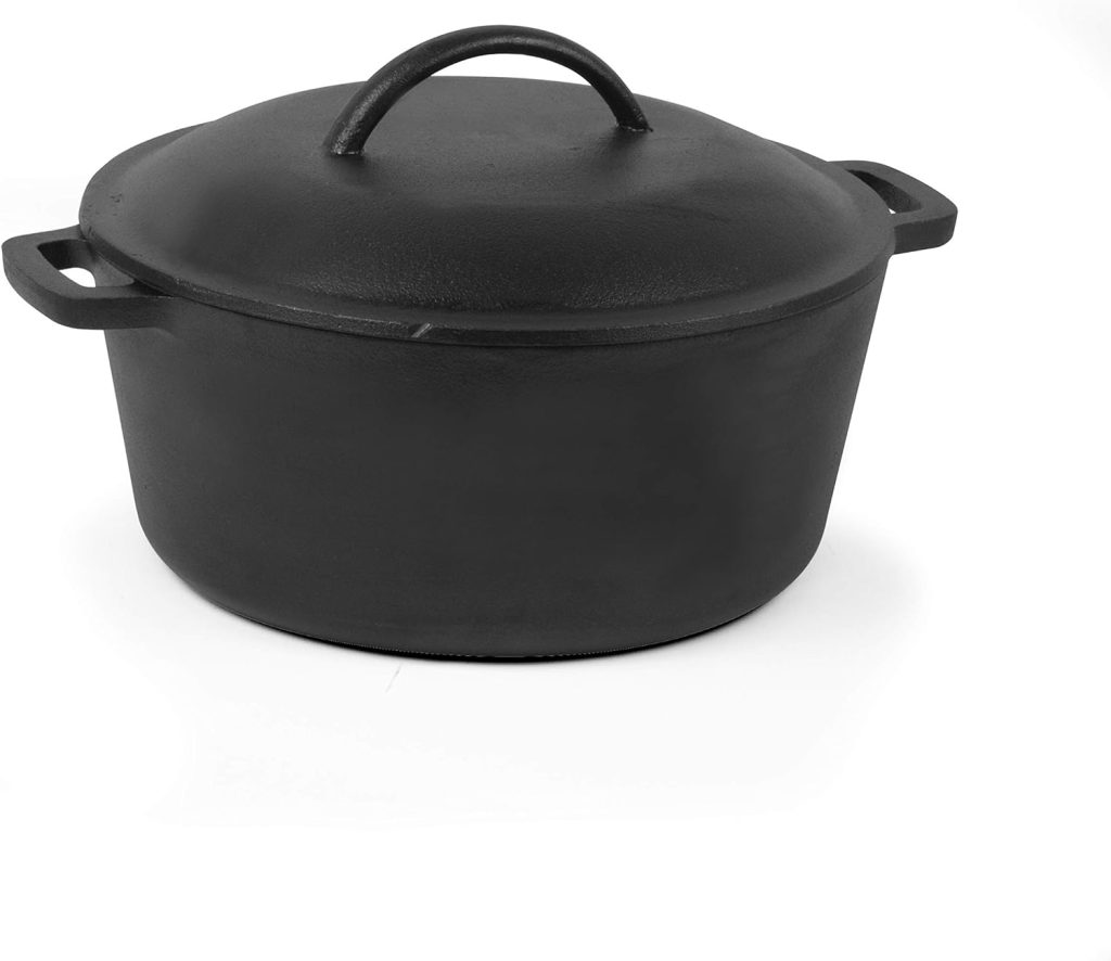 COMMERCIAL CHEF 5 Quart Cast Iron Dutch Oven with Dome Lid  Handles, Preseasoned