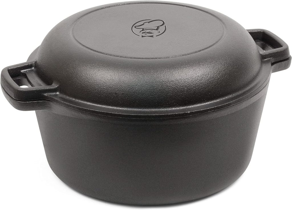 COMMERCIAL CHEF 5-Quart Cast Iron Dutch Oven with Skillet Lid