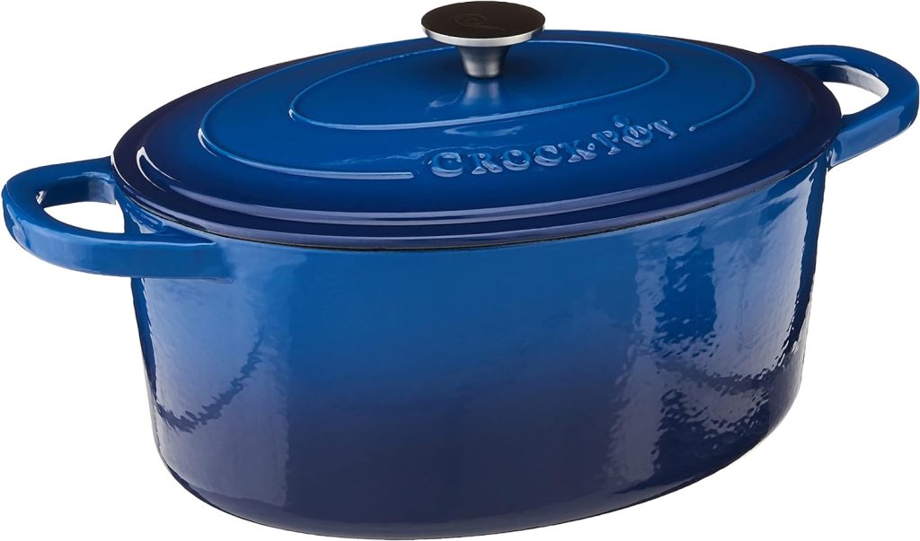Crock Pot Artisan Enameled Cast Iron 7-Quart Oval Dutch Oven, Sapphire Blue -
