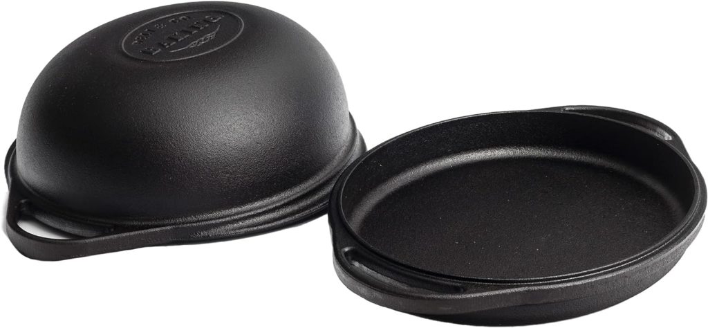 DeliCo. Baking Pre-Seasoned Cast Iron Bread Pan Multicooker | Bake sourdough bread, grill steaks and cook stews | Seasoned with canola oil with a smooth surface finish