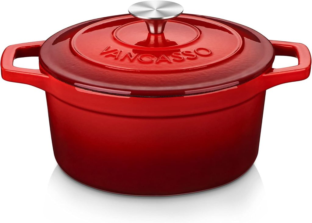 vancasso Enameled Cast Iron Dutch Oven, 3.5QT Small Dutch Oven Pot with Lid, Round Enamel Dutch Oven for Bread Baking, Non Stick Enamel Coating, Pots Body Cast Iron, Good Sealing, for All Heat Source