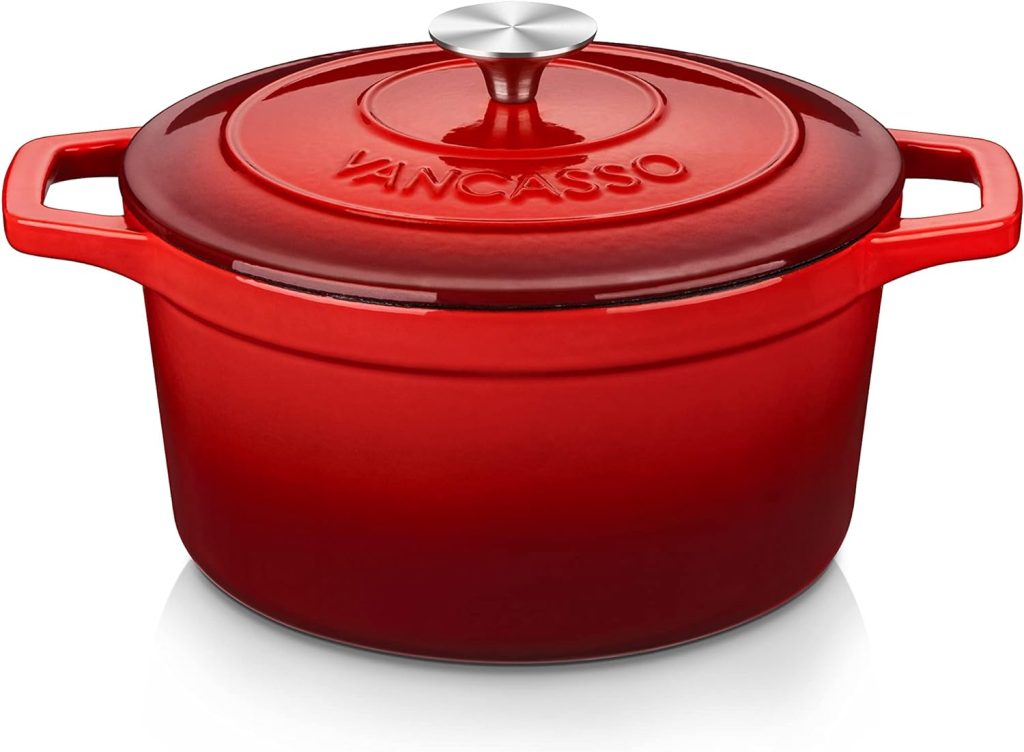 vancasso Enameled Cast Iron Dutch Oven, 3.5QT Small Dutch Oven Pot with Lid, Round Enamel Dutch Oven for Bread Baking, Non Stick Enamel Coating, Pots Body Cast Iron, Good Sealing, for All Heat Source