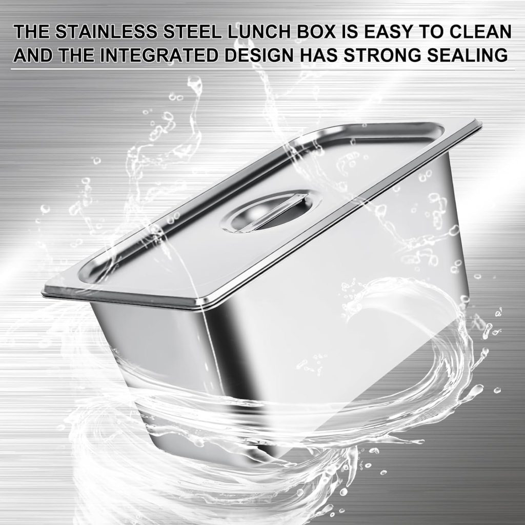 8 Pack Stainless Steel Hotel Pans 1/3 Size x 6 Deep Steam Table Pan with Lids Commercial Food Storage Containers Stackable Metal Steamer Pan Anti-Jam Hotel Pan Restaurant Warm Pans