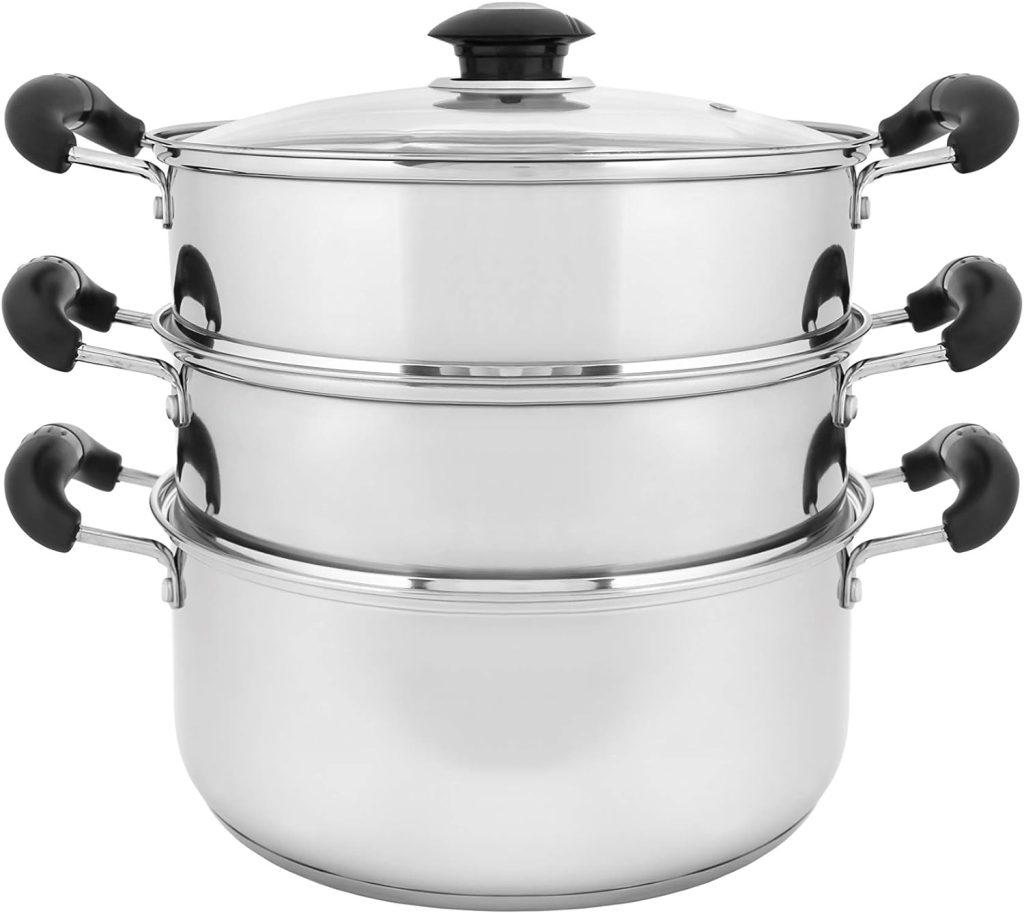 CONCORD 10 Stainless Steel 3 Tier Steamer Steaming Pot Cookware 24 CM (Induction Compatible)