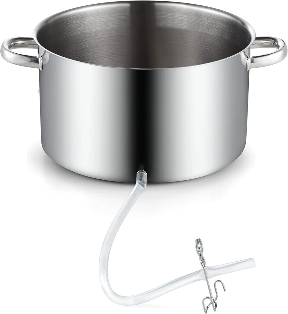 Cook N Home Basics Canning Juice Steamer Extractor With water/cooking pan, juice pan, strainer/loading pan, lid, and hose with clamp , 11-Quart, Mirror Satin, Stainless Steel
