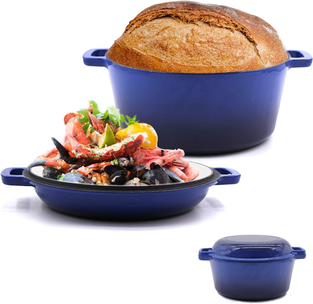 Enameled Cast Iron Dutch Oven for Bread Baking, 5.5 QT Dutch Oven Pot with lid, Induction Compatible, Marseille