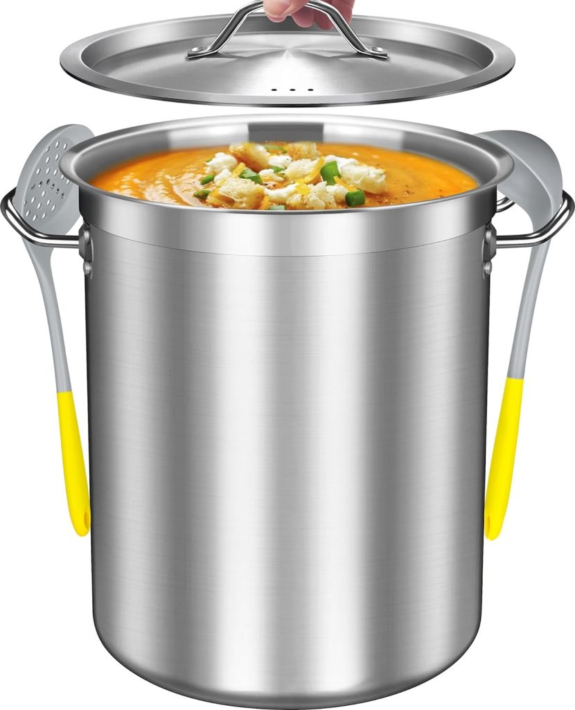 Falaja Stainless Steel Stock Pot - Big Pots for Cooking - Heavy Duty Induction Pot - Soup Pot with Lid - 12 Quart