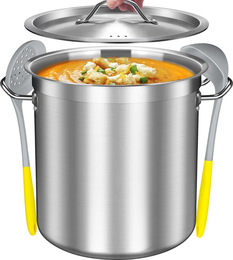 Falaja Stainless Steel Stock Pot - Big Pots for Cooking - Heavy Duty Induction Pot - Soup Pot with Lid - 12 Quart