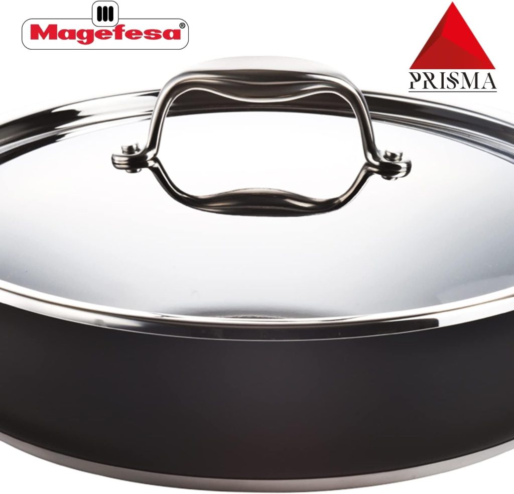 MAGEFESA Prisma – 7.9 inches steam pot with lid, made in 18/10 stainless steel, for all types of kitchens, INDUCTION, easy cleaning, dishwasher and oven safe up to 392ºF