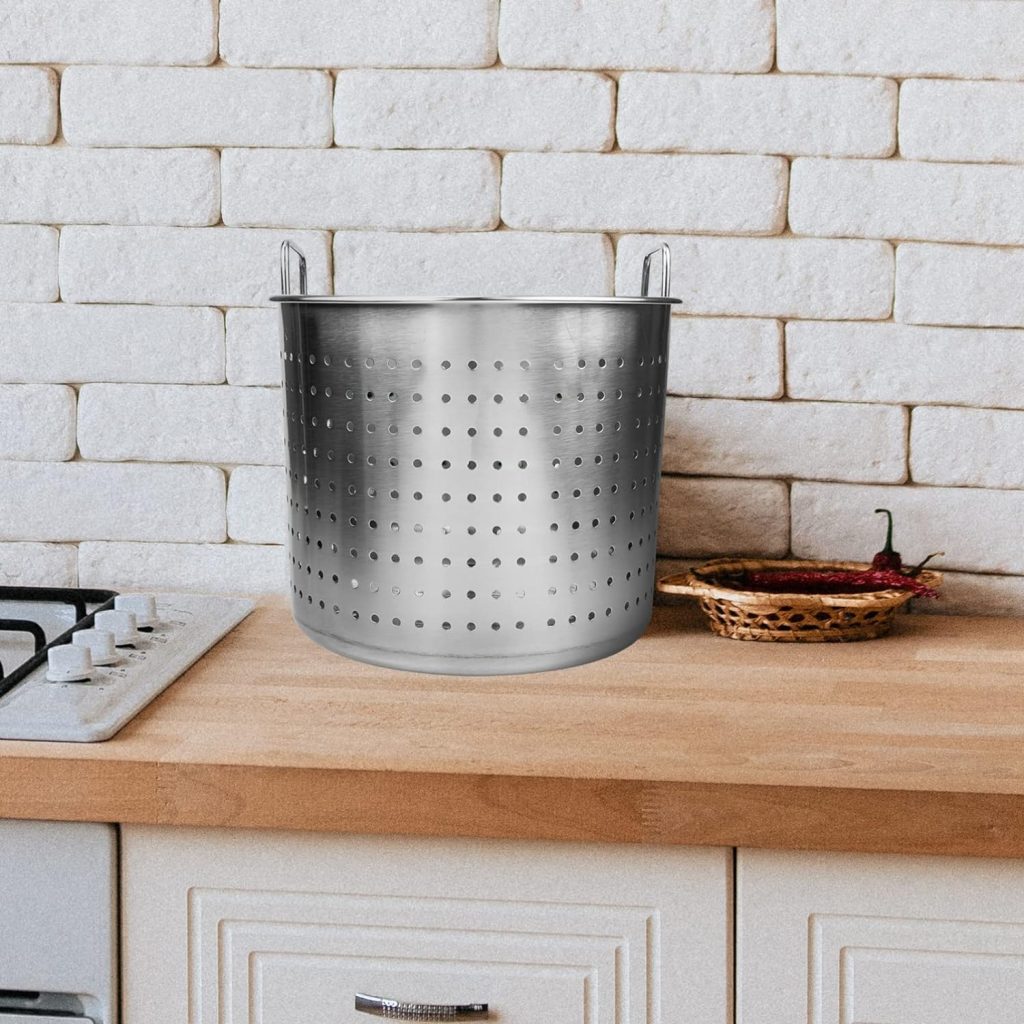 Operitacx Food Steamer Stainless Steel Stock Pot Steamer Basket Perforated Basket Boiling Basket for Boiling and Steaming Oysters Crab Crawfish and More Stock Pot Insert
