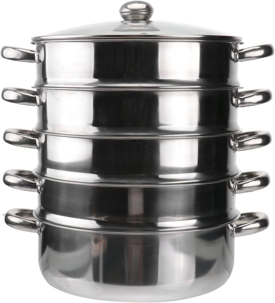 YARNOW Sauce Pot Stainless Steel Steamer Pot Steamer Cookware Food Steamer Vegetable Steamer Cooker Steamer Cookware Pots Saucepan Steamer Basket (5 Layers 30cm) Vegetable Steamer Pot