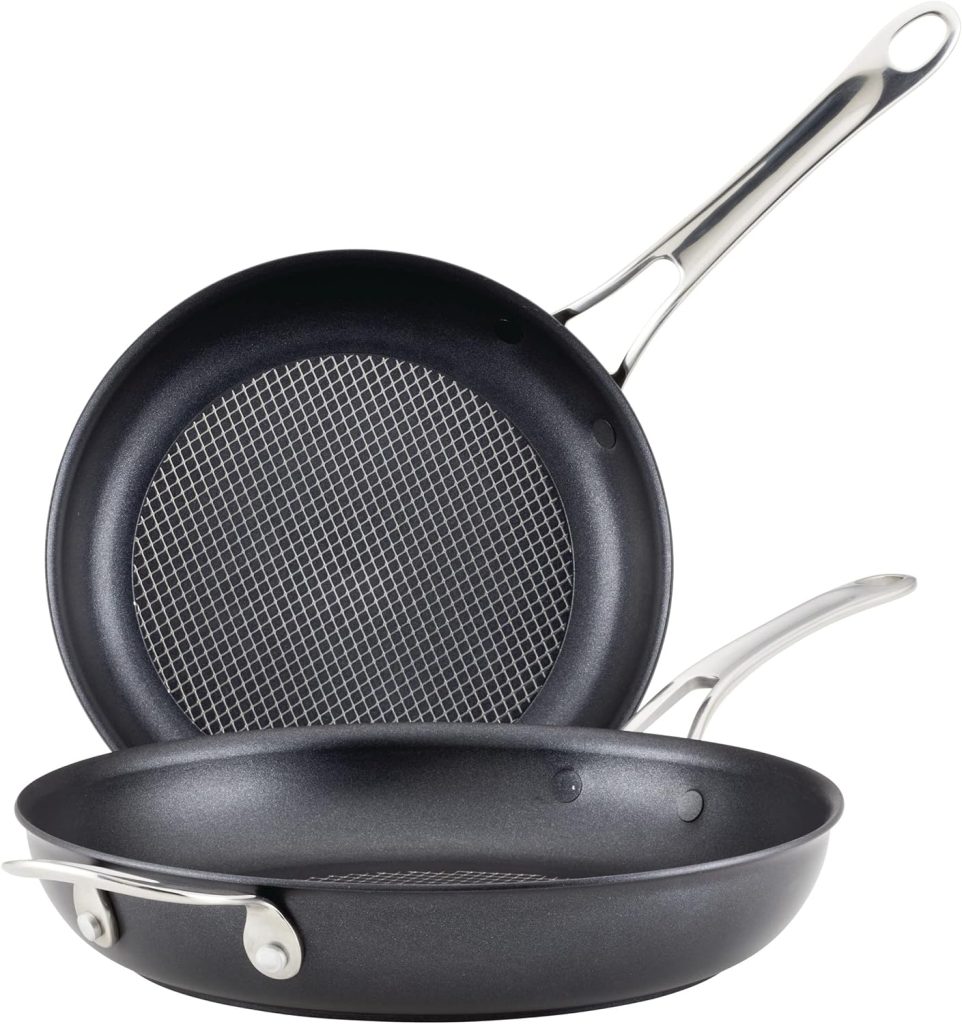 Anolon X Hybrid Nonstick Induction Frying Pans/Skillet Set, 10 Inch and 12 Inch, Dark Gray