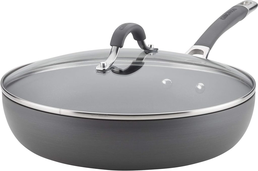 Circulon Radiance Deep Hard Anodized Nonstick Frying Pan /Skillet with Lid - 12 Inch, Gray