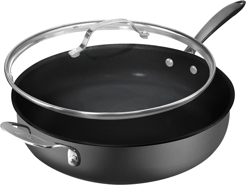 Granitestone Armor Max 5.5 Quart.Sauté Pan with Lid - 12 Inch Non Stick Deep Frying Pan with Lid, Large Frying Pan, Oven Safe Skillet with Lid, Multipurpose Jumbo Cooker, Stovetop/Dishwasher Safe
