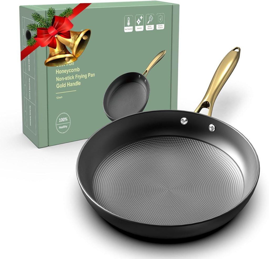 imarku Cast Iron Skillets, 12 Inch Cast Iron Pan, Professional Non Stick Frying Pans Long Lasting Nonstick Frying Pan Nonstick Pan, Stay Cool Handle, Easy Clean, Christmas Gifts