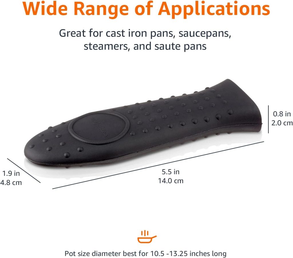 Amazon Basics Silicone Hot Skillet Rectangular Handle Cover Holder, Red