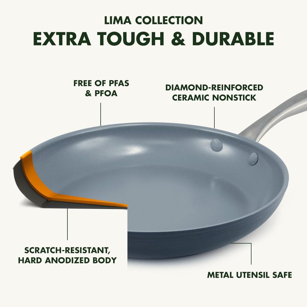 GreenPan Lima Hard Anodized Healthy Ceramic Nonstick 1QT and 2QT Saucepan Pot Set, PFAS-Free, Oven Safe, Gray