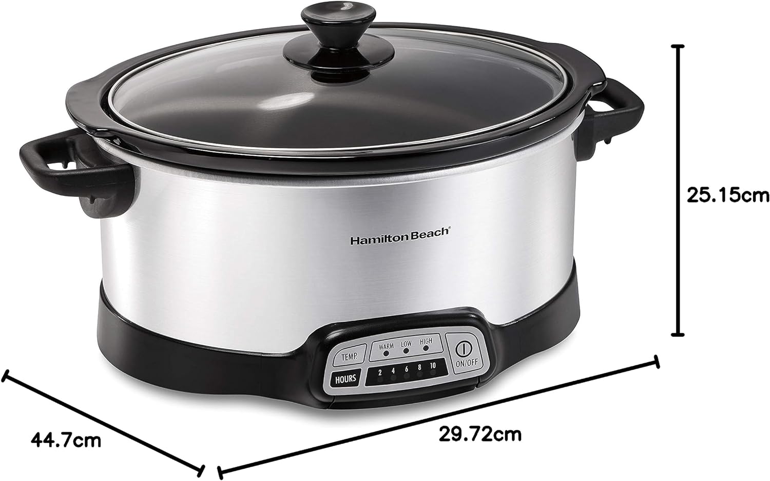 Hamilton Beach Programmable Slow Cooker with Flexible Easy Programming, 5 Cooking Times, Dishwasher-Safe Crock, Lid, 7 Quart, Silver