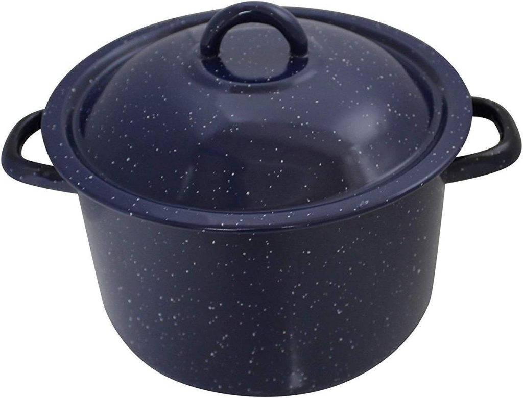 IMUSA USA 4-Quart Blue Speckled Enamel Stock Pot with Lid