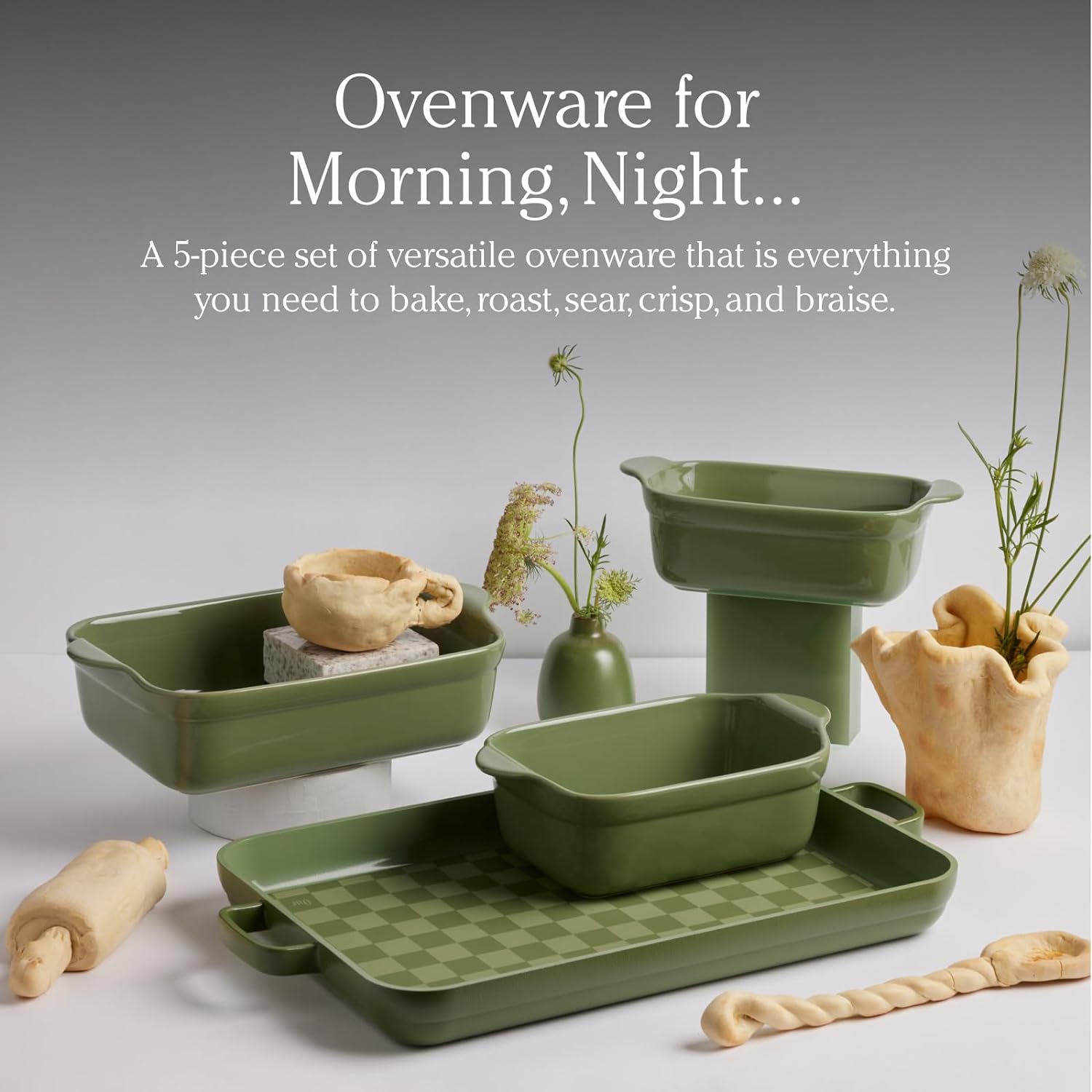 Our Place Ovenware Set | 5-Piece Nonstick, Toxin-Free, Ceramic, Stoneware Set with Oven Pan, Bakers,  Oven Mat | Space-Saving Nesting Design | Oven-Safe | Bake, Roast, Griddle and more | Steam