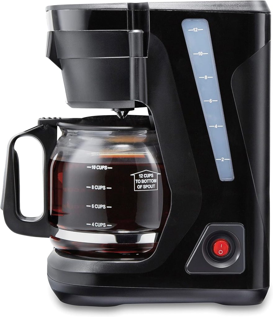 Proctor Silex FrontFill Drip Coffee Maker, 12 Cup Glass Carafe, Black and Silver (43680PS)