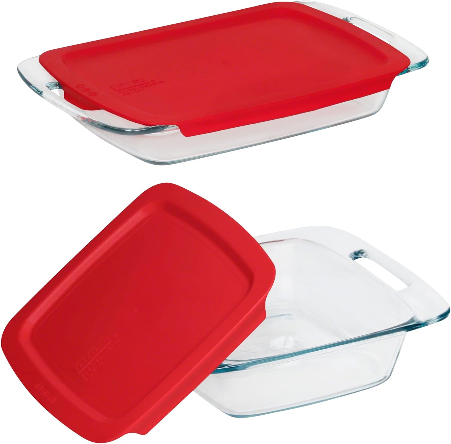 Pyrex Easy Grab 4-Piece Glass Baking Dish Set with Lids, 3-Qt  2-Qt Glass Bakeware Set, Non-Toxic, BPA-Free Lids, Tempered Glass Bakeware Set