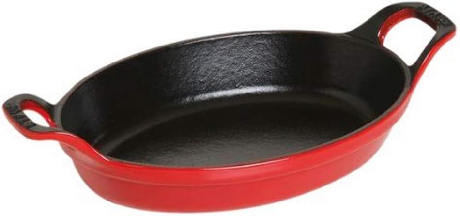 Staub 40509-896 Oval Stackable Dish, Cherry, 8.3 inches (21 cm), Cast Iron, Enameled Grill, Gratin Dish