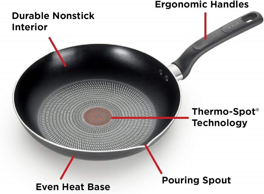 T-fal Initiatives Nonstick Cookware Set 6 Piece Oven Safe 350F Cookware, Pots and Pans, Oven, Broil, Dishwasher Safe Gray