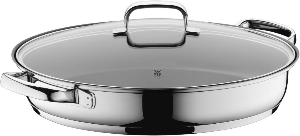 WMF 07 6150 6380 Fish/Gourmet Pan, Stainless Steel with Durit Protect Plus Non-Stick Coating, Silver