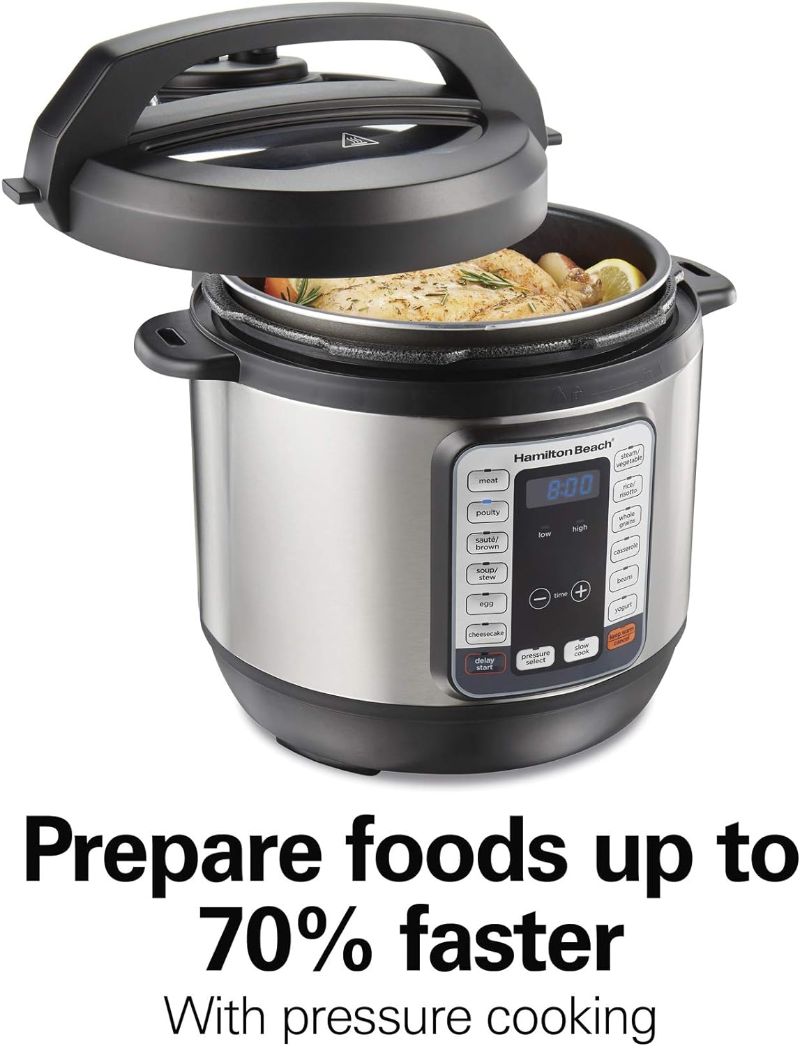 Hamilton Beach 12-in-1 QuikCook Pressure Cooker with True Slow Cook Technology, Rice  Digital Programmable Rice Cooker  Food Steamer, 8 Cups Cooked