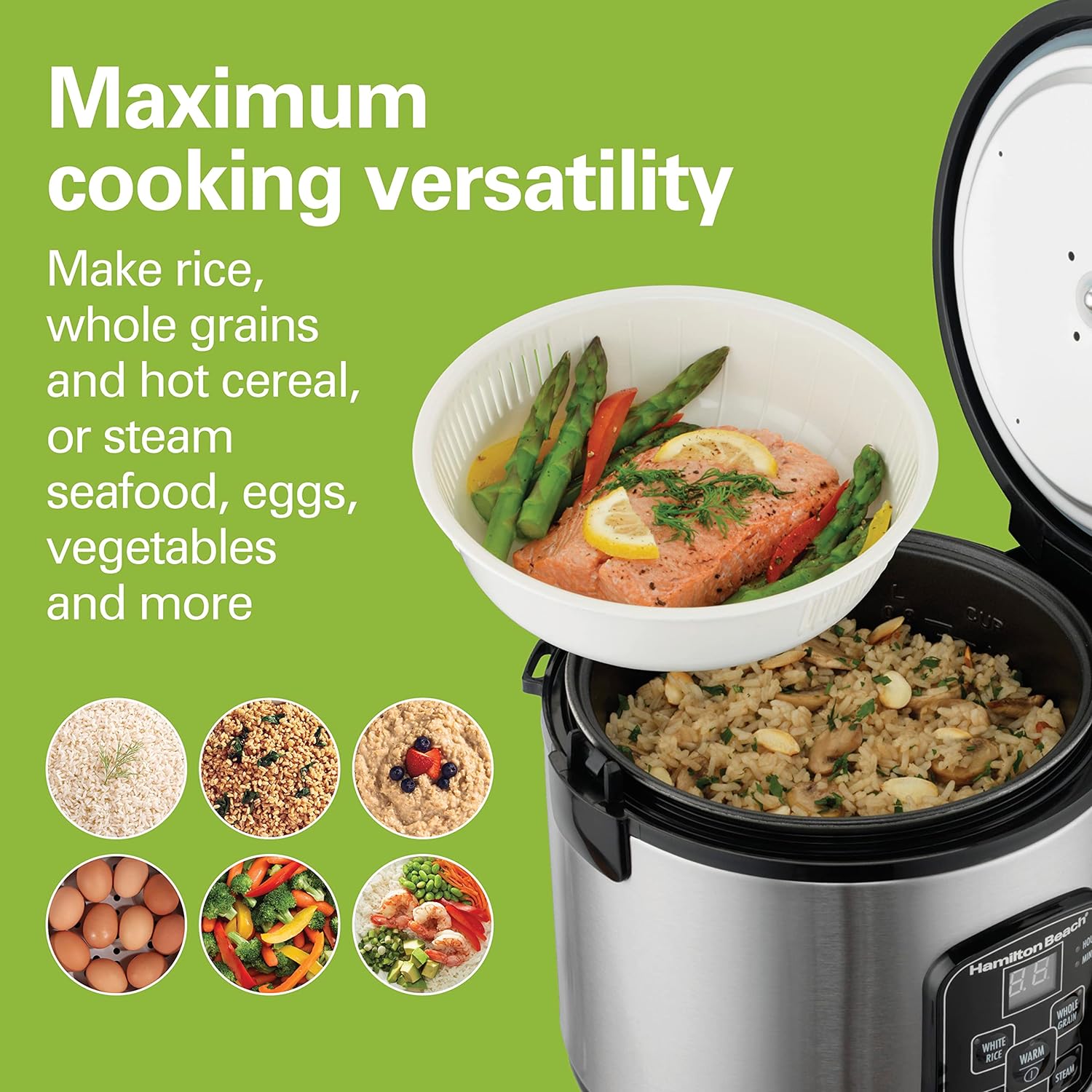 Hamilton Beach 12-in-1 QuikCook Pressure Cooker with True Slow Cook Technology, Rice  Digital Programmable Rice Cooker  Food Steamer, 8 Cups Cooked