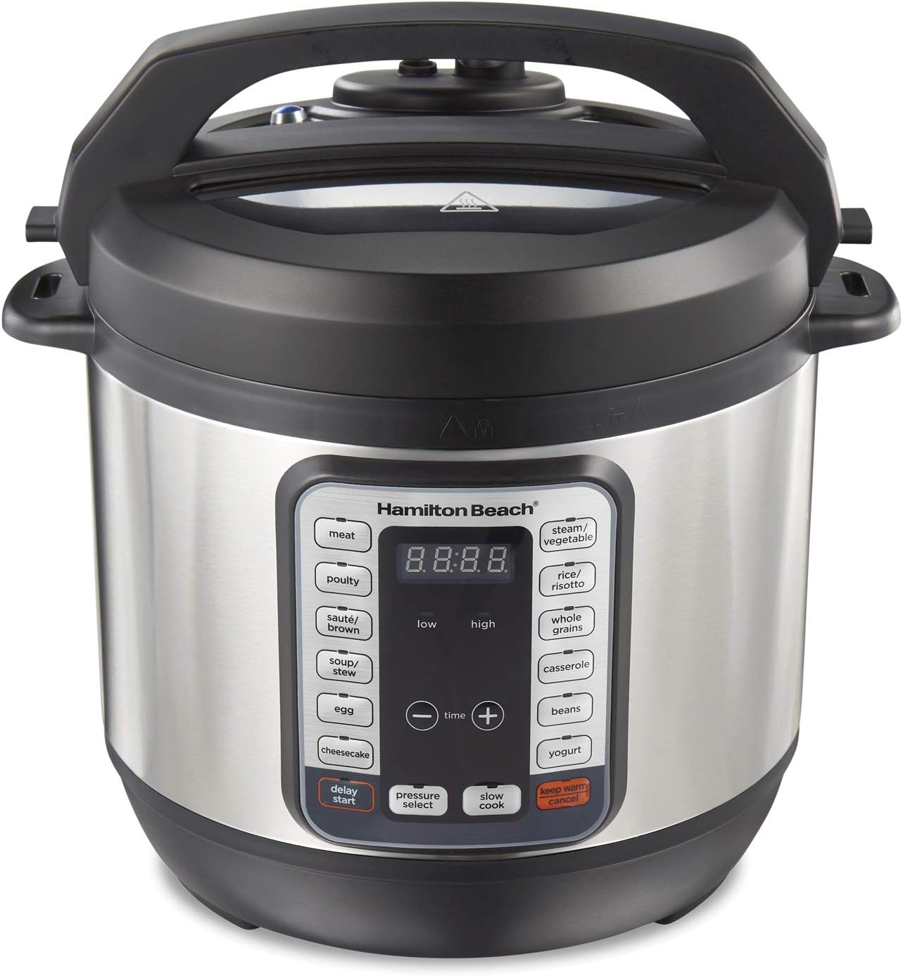 Hamilton Beach 12-in-1 QuikCook Pressure Cooker with True Slow Cook Technology, Rice, Sauté, Egg and More, 8qt., Black and Stainless (34508)