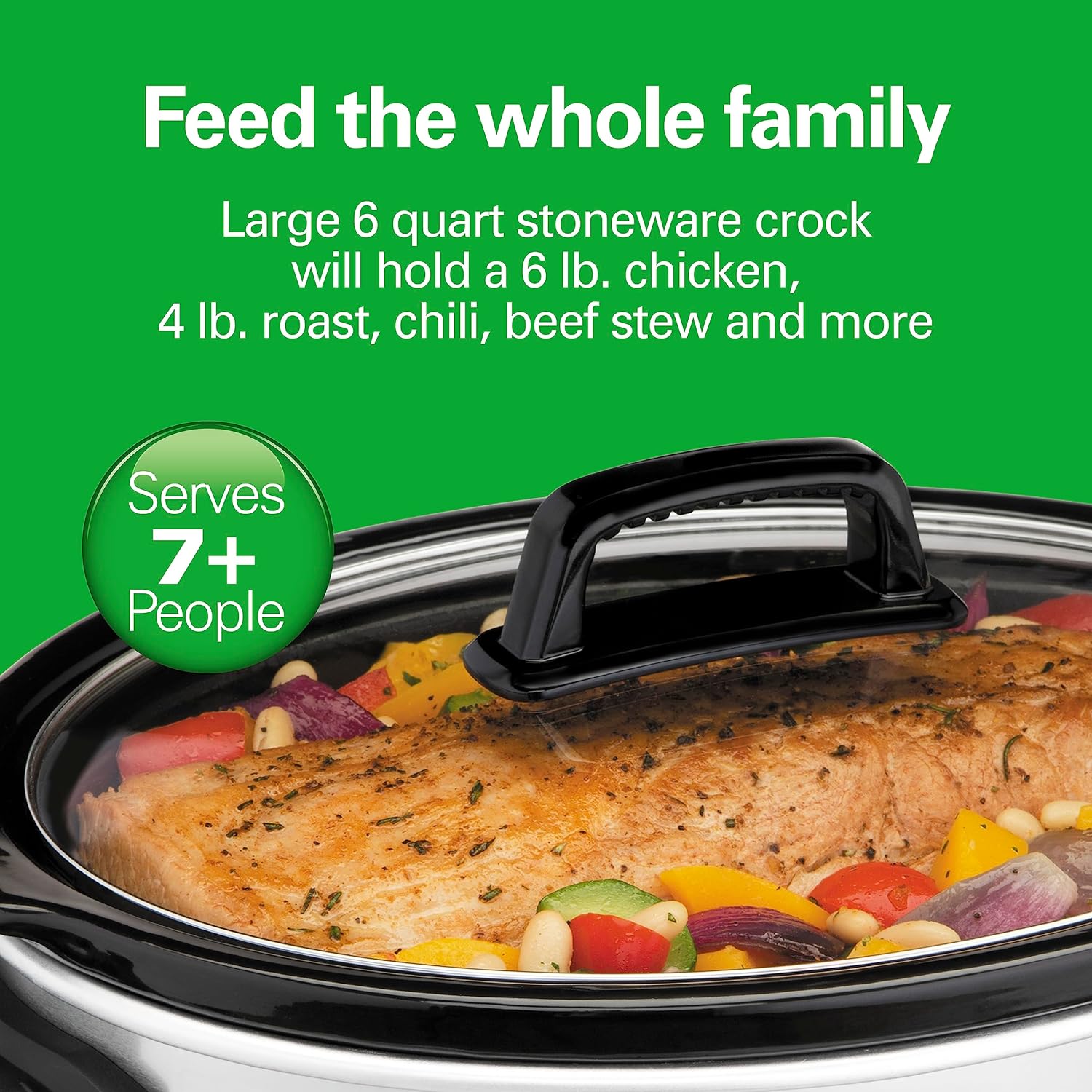 Hamilton Beach 6-Quart Slow Cooker with 3 Cooking Settings  Portable Slow Cooker Travel Bag