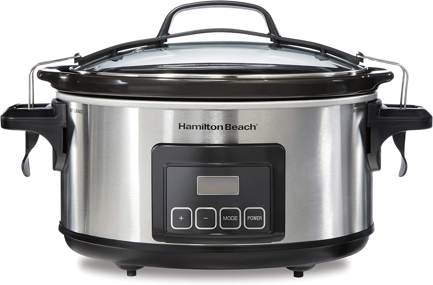 Hamilton Beach Portable 6-Quart Stay or Go Programmable Slow Cooker with Lid Lock, Stainless Steel (33561)