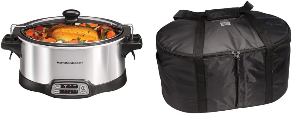 Hamilton Beach Slow Cooker Bundle with Stovetop-Safe Crock, Travel Bag, and Accessories (6 Quart)