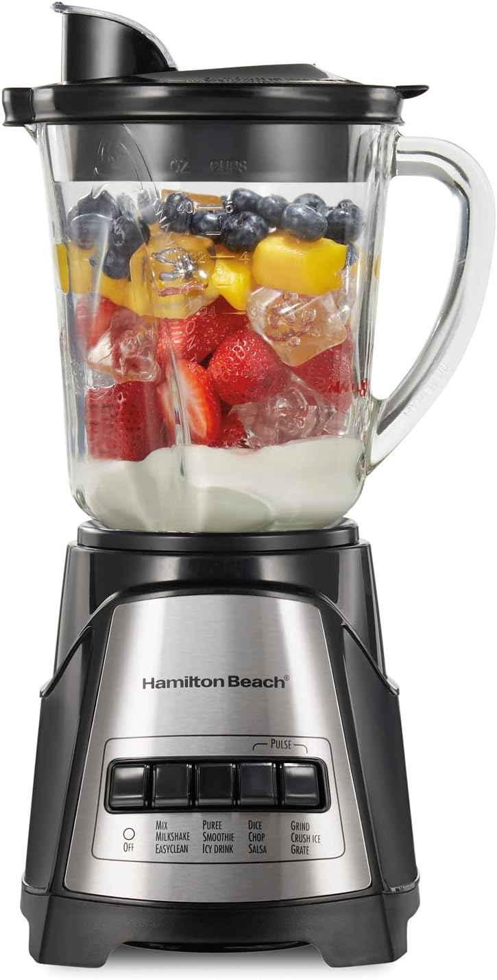 Hamilton Beach Slow Cooker, Extra Large 10 Quart, Black (33195)  Power Elite Wave Action Blender-for Shakes and Smoothies, Puree, Crush Ice, 40 Oz Glass Jar, Black (58148A)