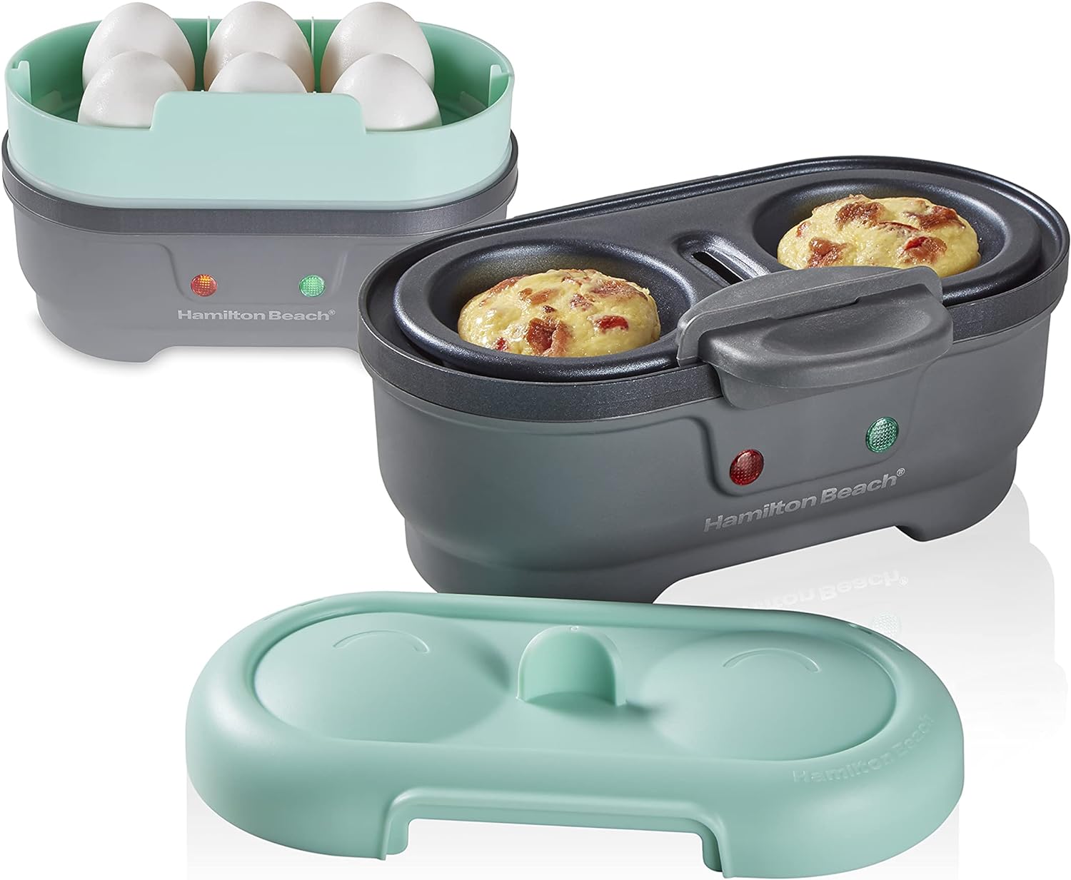 Hamilton Beach Sous Vide Style Electric Egg Bite Maker, Hard Boiled Egg Cooker  Poacher with Removable Nonstick Tray, Makes 2 in Under 10 Minutes, Teal (25511)