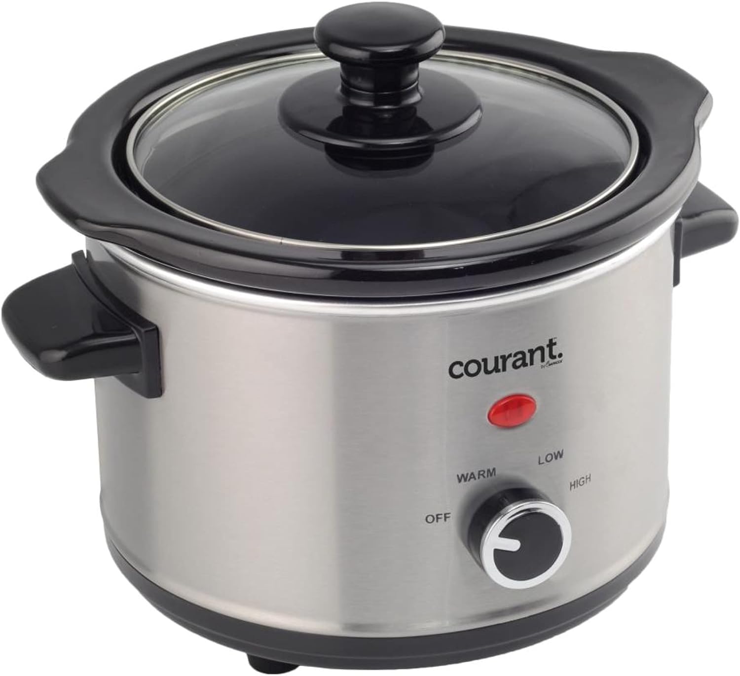 Courant Mini Slow Cooker Crock, with Easy Options 1.6 Quart Dishwasher Safe Pot, Stainless Steel