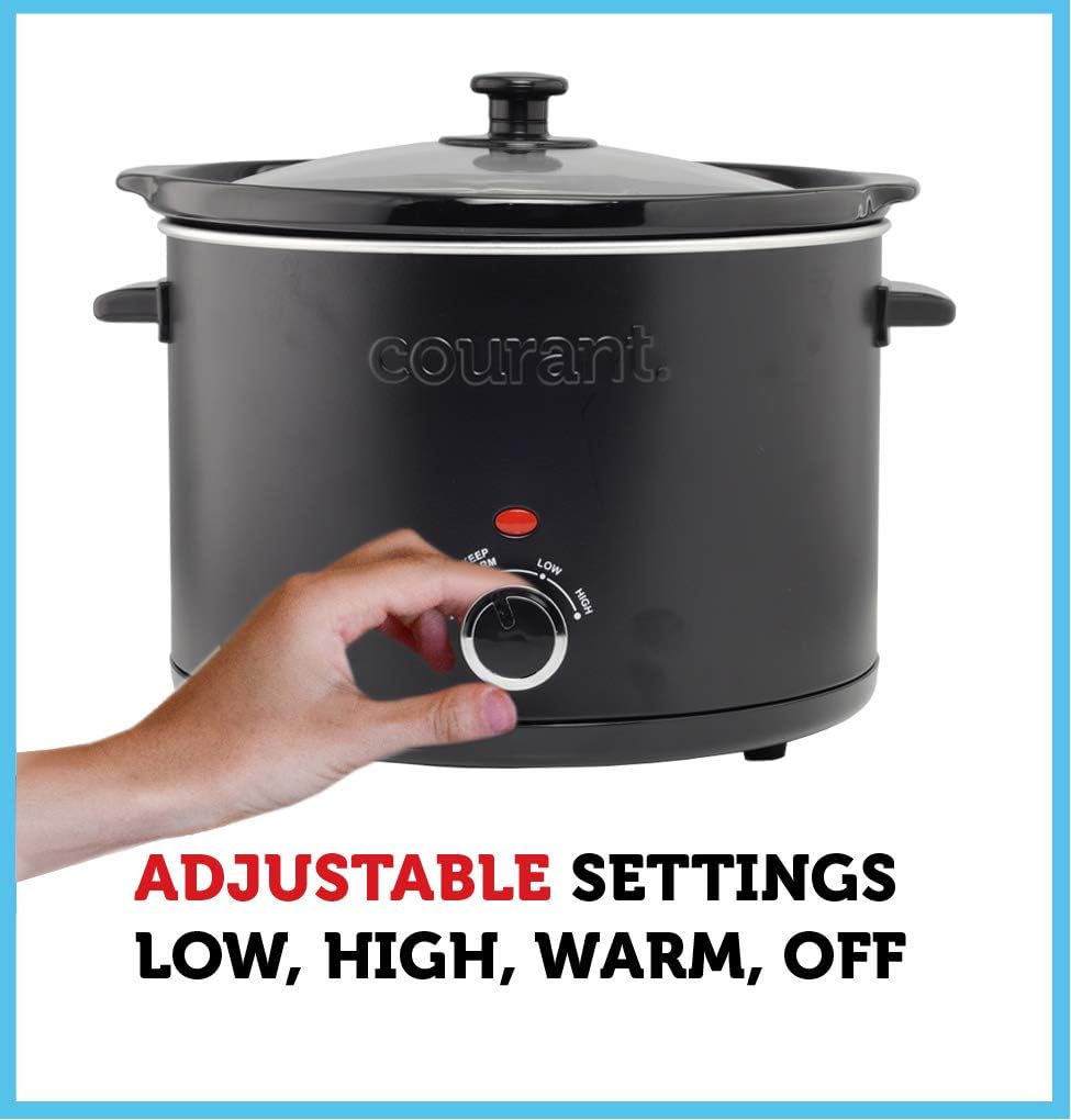 Courant Slow Cooker 2.5 Quart Crock, with Easy Cooking Options, Dishwasher Safe Pot and Glass Lid, Matte Black