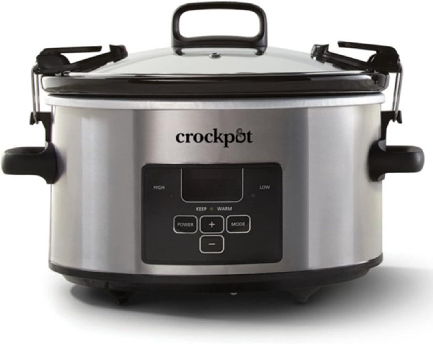 Crock-Pot 4 Quart Travel Proof Cook and Carry Programmable Slow Cooker with Locking Lid, Convenient Handles, and Digital Display, Stainless Steel