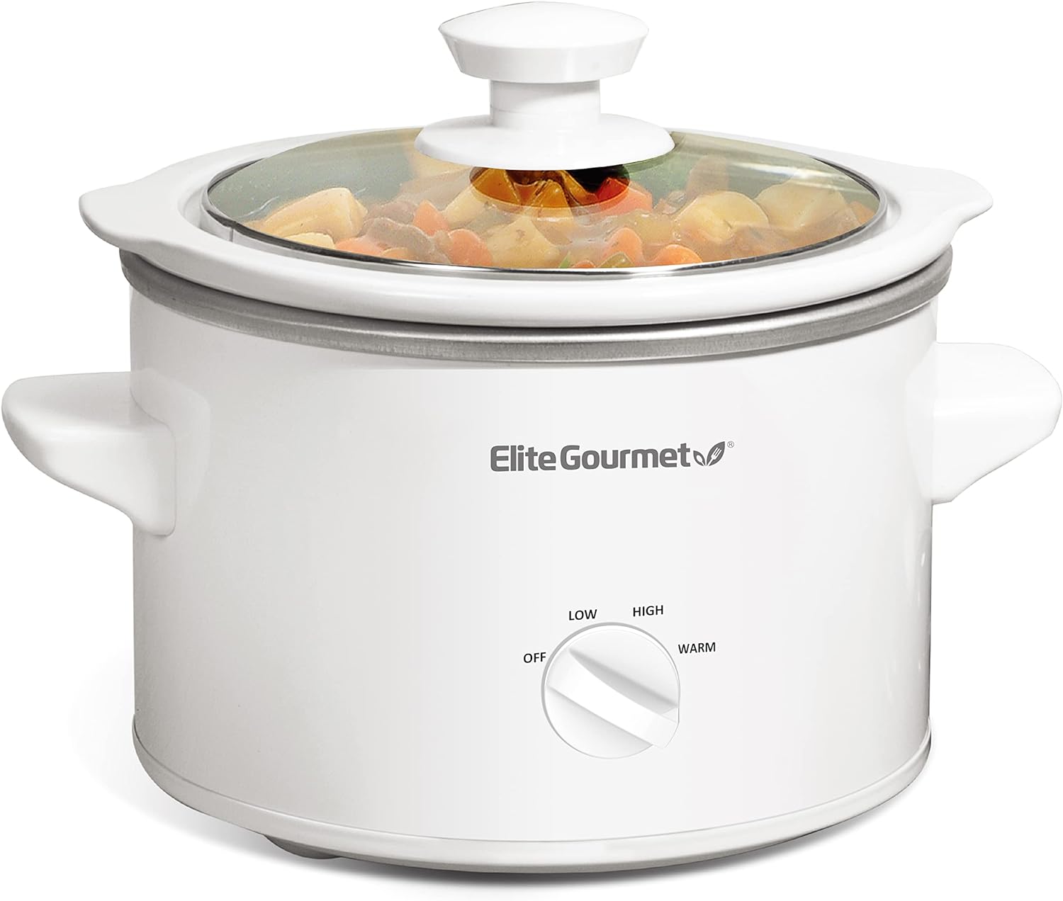 Elite Gourmet MST-250XW Electric Slow Cooker Ceramic Pot Adjustable Temp, Entrees, Sauces, Stews  Dips, Dishwasher Safe Glass Lid  Crock