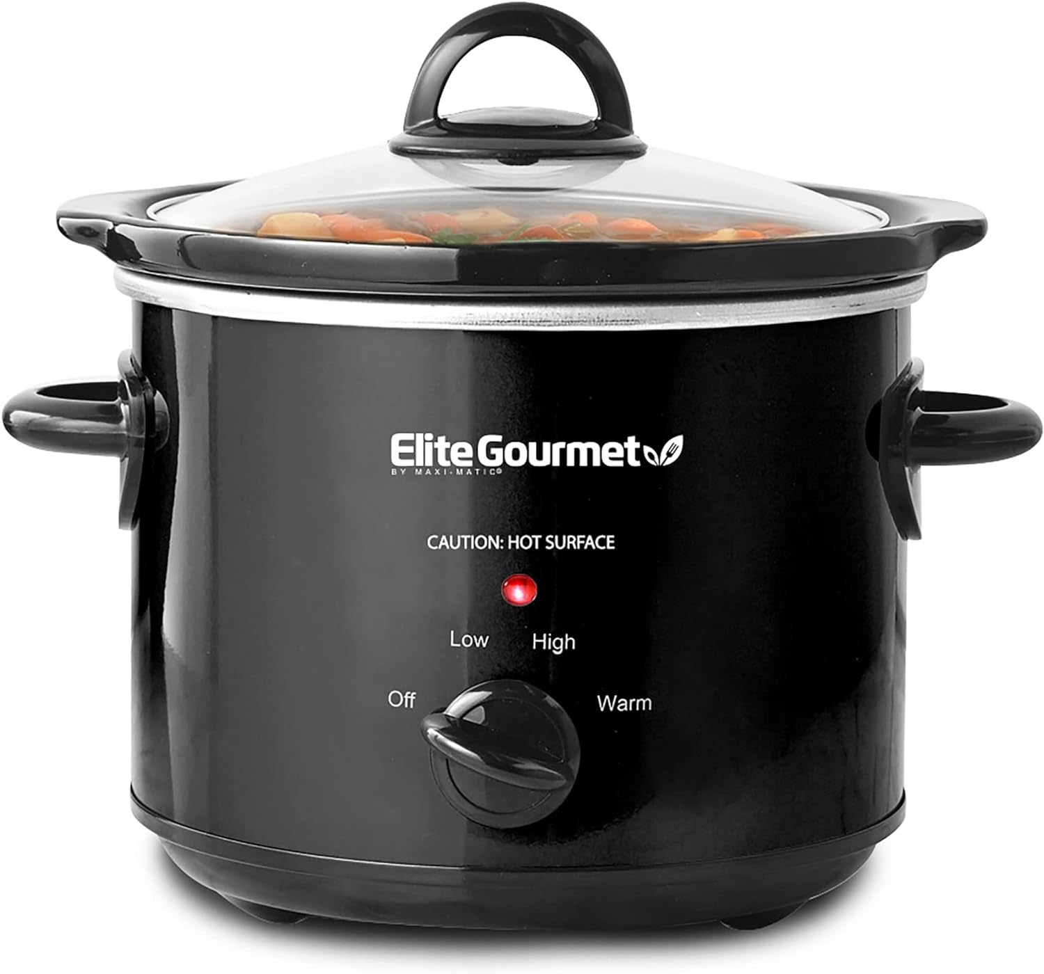 Elite Gourmet MST-350B# Electric Slow Cooker, Adjustable Temp, Entrees, Sauces, Stews  Dips, Dishwasher Safe Glass Lid  Crock (3 Quart, Black)
