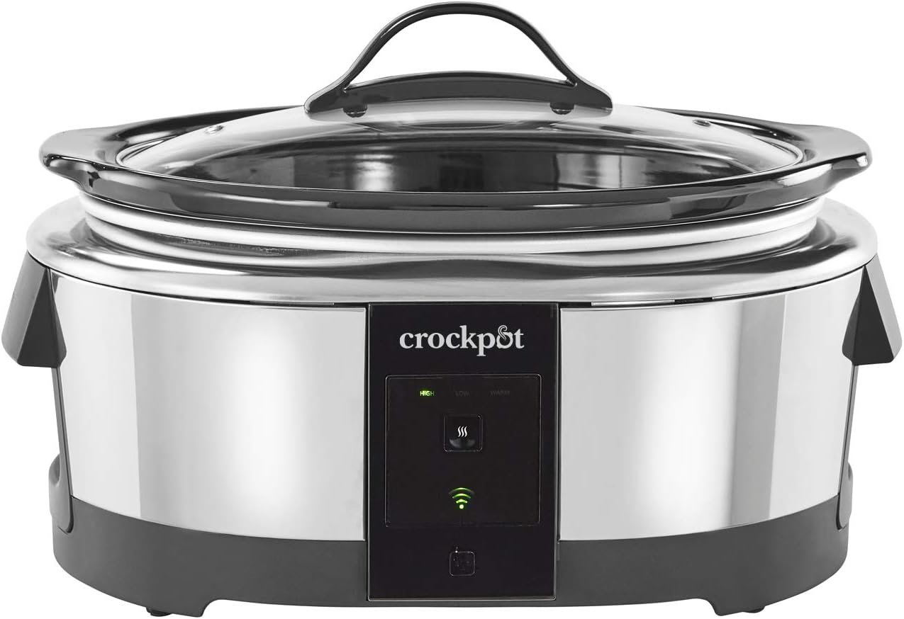 Crock-Pot 6 Quart Programmable Slow Cooker and Food Warmer Works with Alexa, Stainless Steel (2139005)