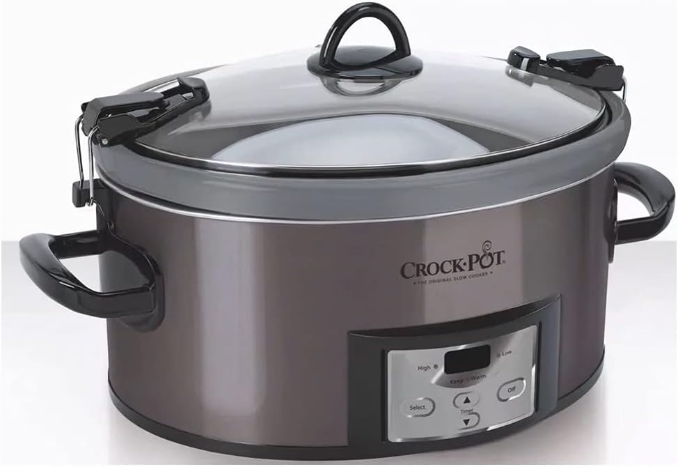 Crock Pot 7-qt Nonstick Ceramic Coating Cook  Carry Programmable Easy-Clean Slow Cooker Stainless Steel