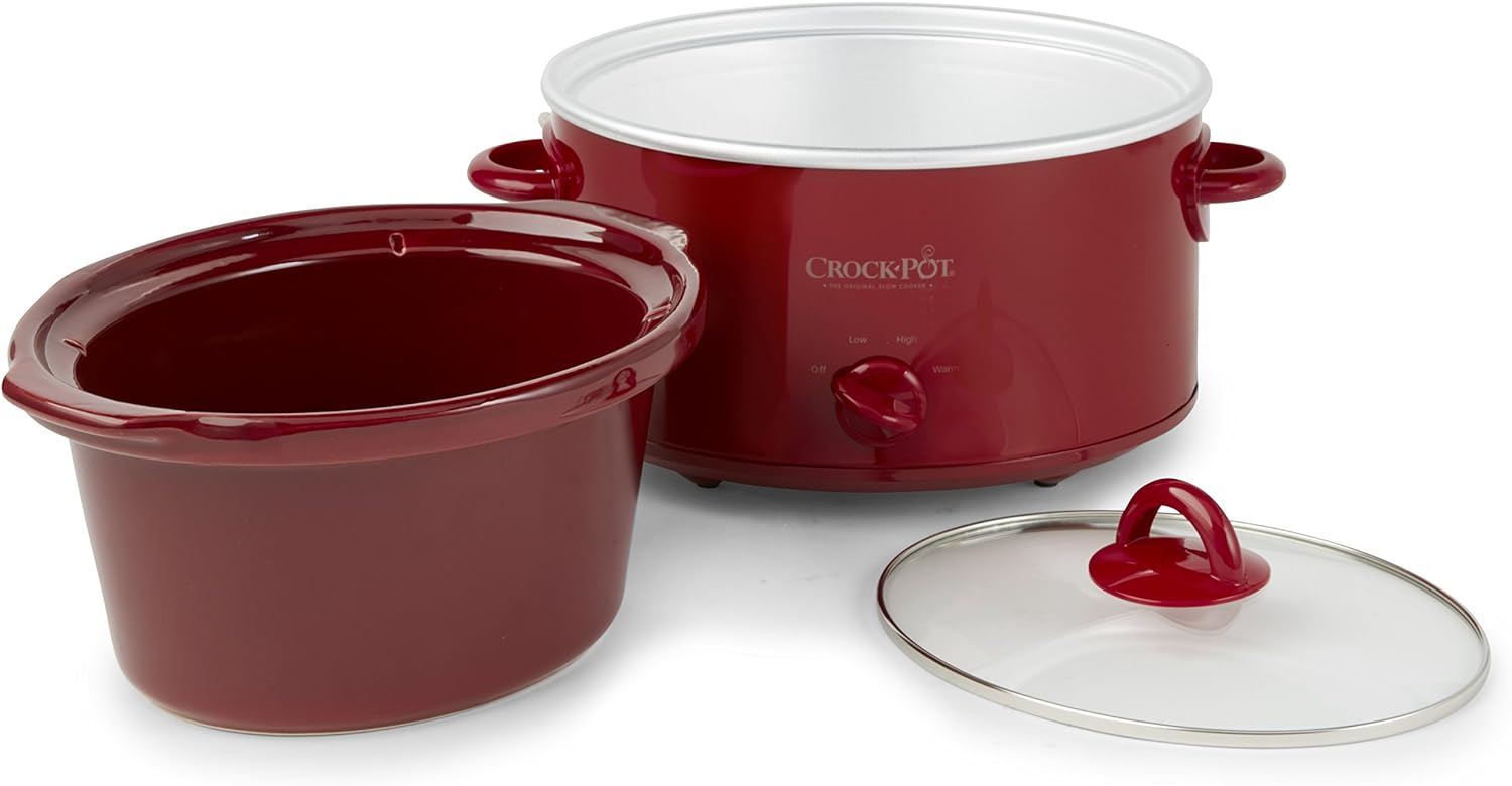 Crock-Pot Small 4 Quart Manual Slow Cooker and Food Warmer, Red (SCV401-TR)