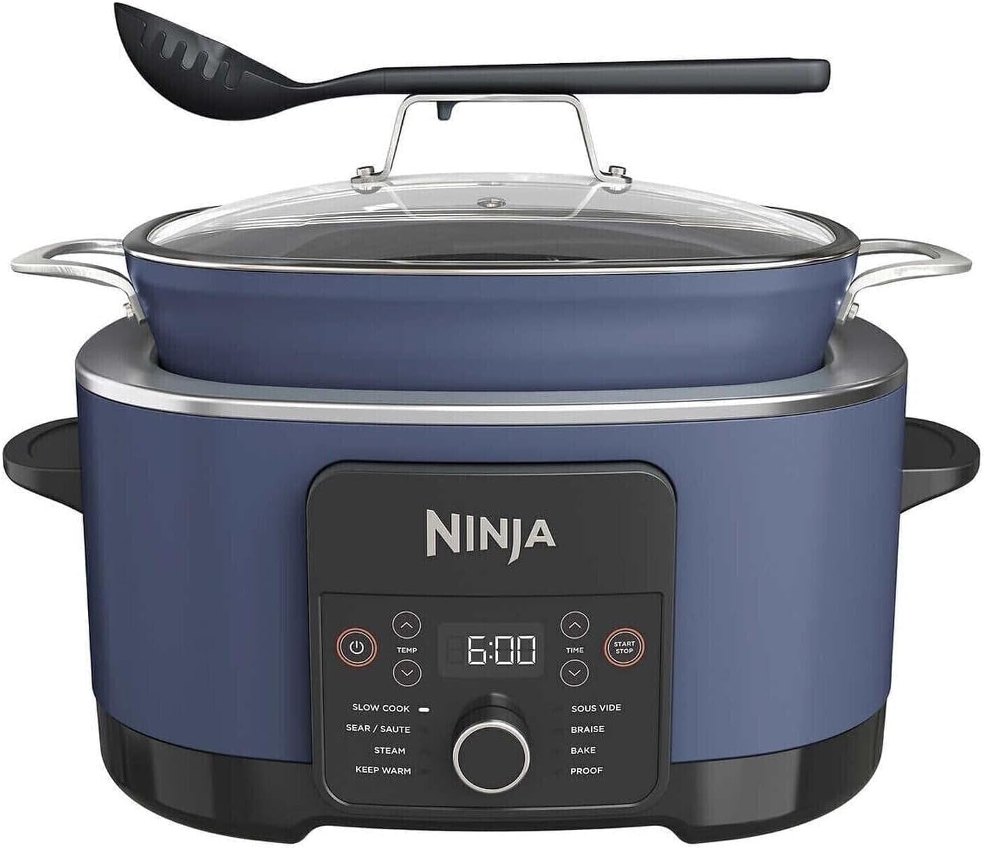 Ninja Foodi PossibleCooker PRO 8.5 Quart Multi-Cooker, with 8-in-1 Slow Cooker, Dutch Oven, Steamer  More, Glass Lid  Integrated Spoon, Nonstick, Oven Safe Pot to 500°F, Navy (Blue)