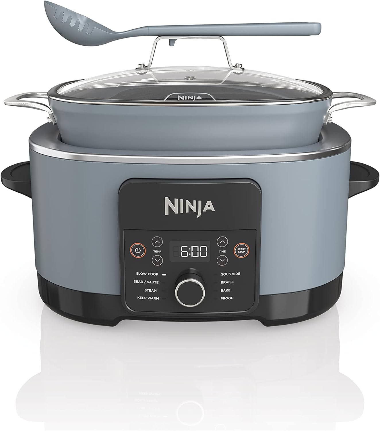 Ninja MC1001C Foodi PossibleCooker PRO 8.5 Quart Multi-Cooker, with 8-in-1 Slow Cooker,Dutch Oven,Steamer More,Glass Lid  Integrated Spoon,Nonstick,Oven Safe Pot to 500°F,Sea Salt Gray,Sea Salt Grey