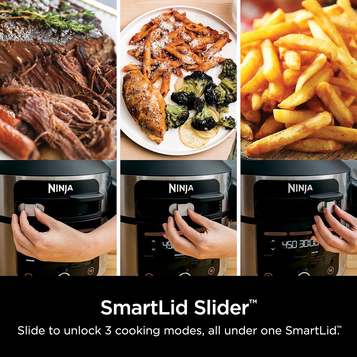 Ninja OL501 Foodi 6.5 Qt. Pressure Cooker Steam Fryer with SmartLid, 14-in-1 that Air Fries, Bakes  More, with 2-Layer Capacity  4.6 Qt. Crisp Plate, Silver/Black (Renewed)