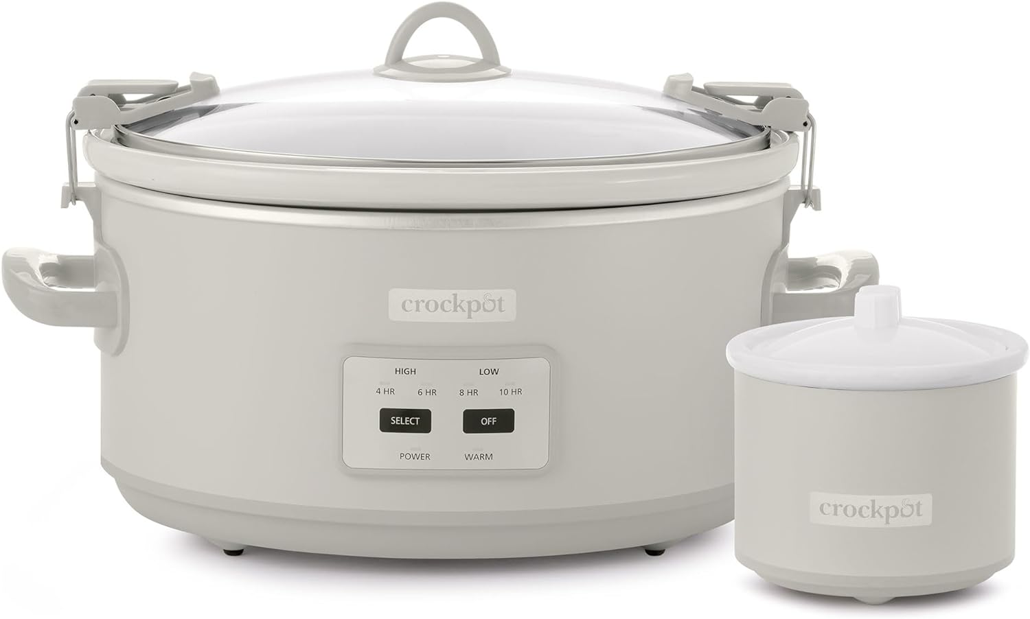 Crock-Pot 7 Quart Cook and Carry Slow Cooker with Touch Control, 4 Pre Programmed Settings, Removable Stoneware, and Locking Lid, Mushroom